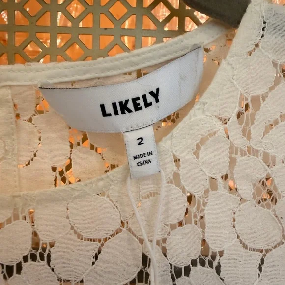 Likely Beautiful Cocktail Lace Dress, White, new with tags Size 2 - Picture 7 of 8